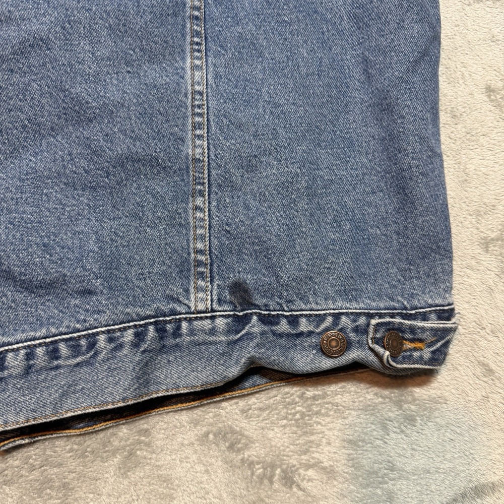 Vintage Levi's Plaid Lined Denim Trucker Jacket XL Made in USA 70699 Blue - Picture 10 of 13